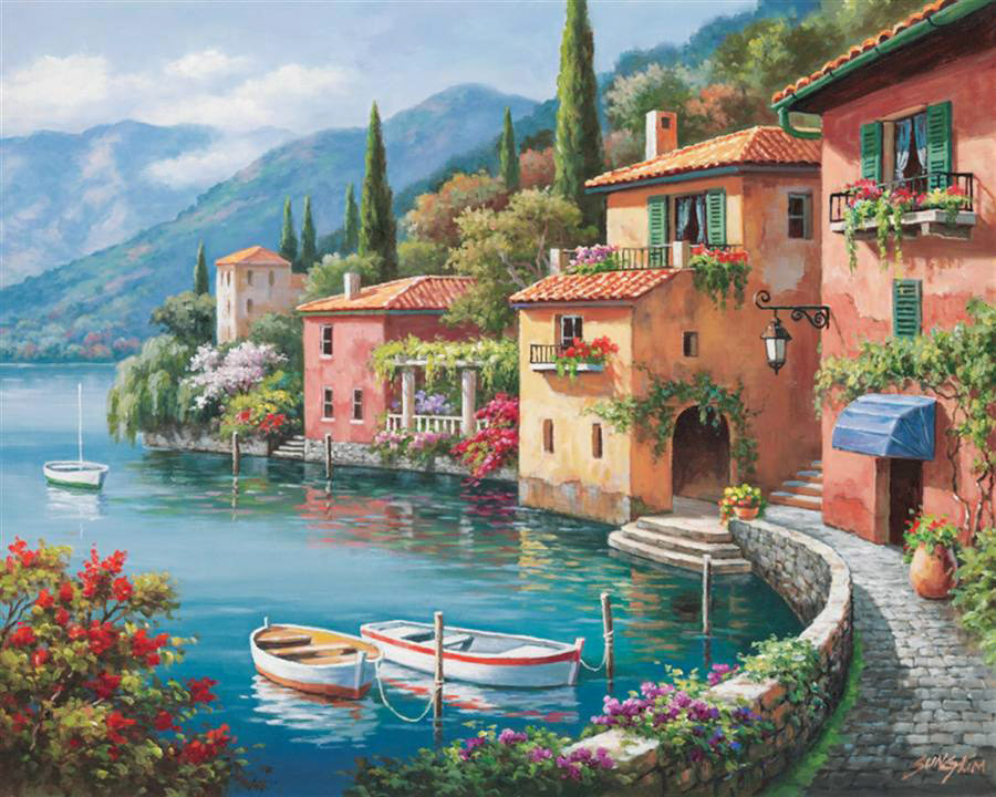 Villagio dal Lago painting - Sung Kim Villagio dal Lago art painting